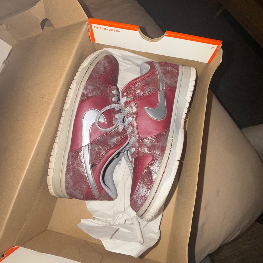 Nike Burgundy and Silver Sneakers